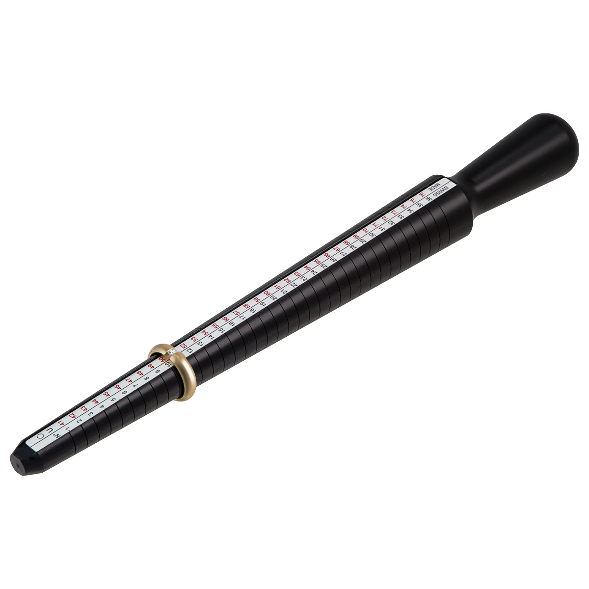 Bergeon 5235-4-PN ring sizing stick, POM, black, FR, US, UK, circumference