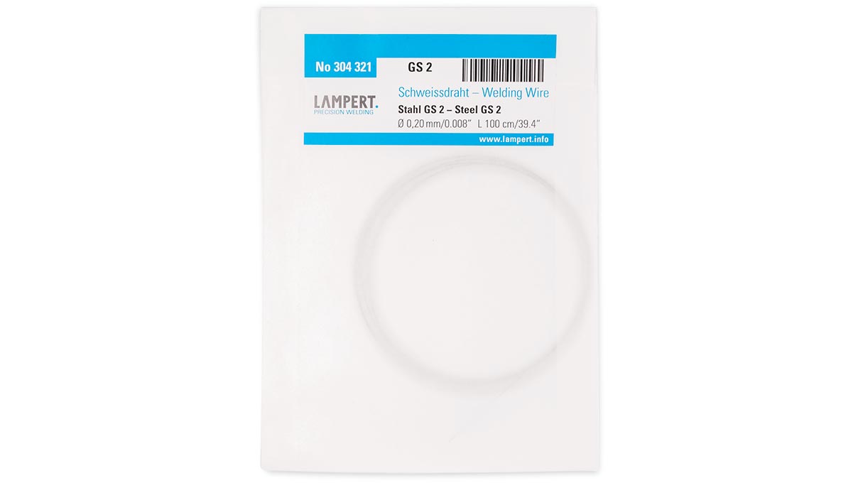 Lampert welding wire Steel GS2, hardnesses up to 58 HRC, Ø 0,2 x 100 mm, 10 pieces