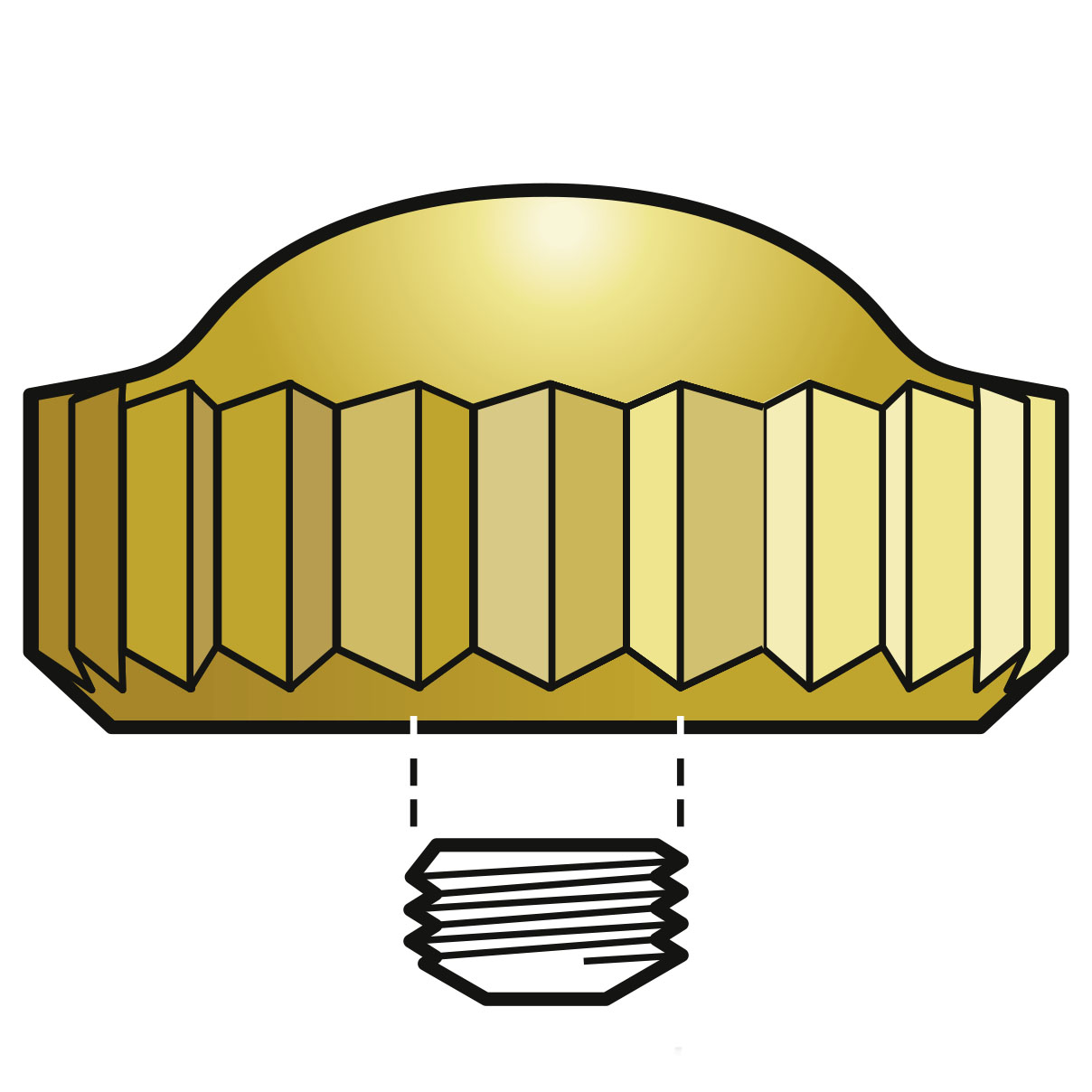 Krone Domed 920 D, 3 Micron gelb, Ø 3,5, Tubus 1,6, Gewinde 0,9, wasserdicht