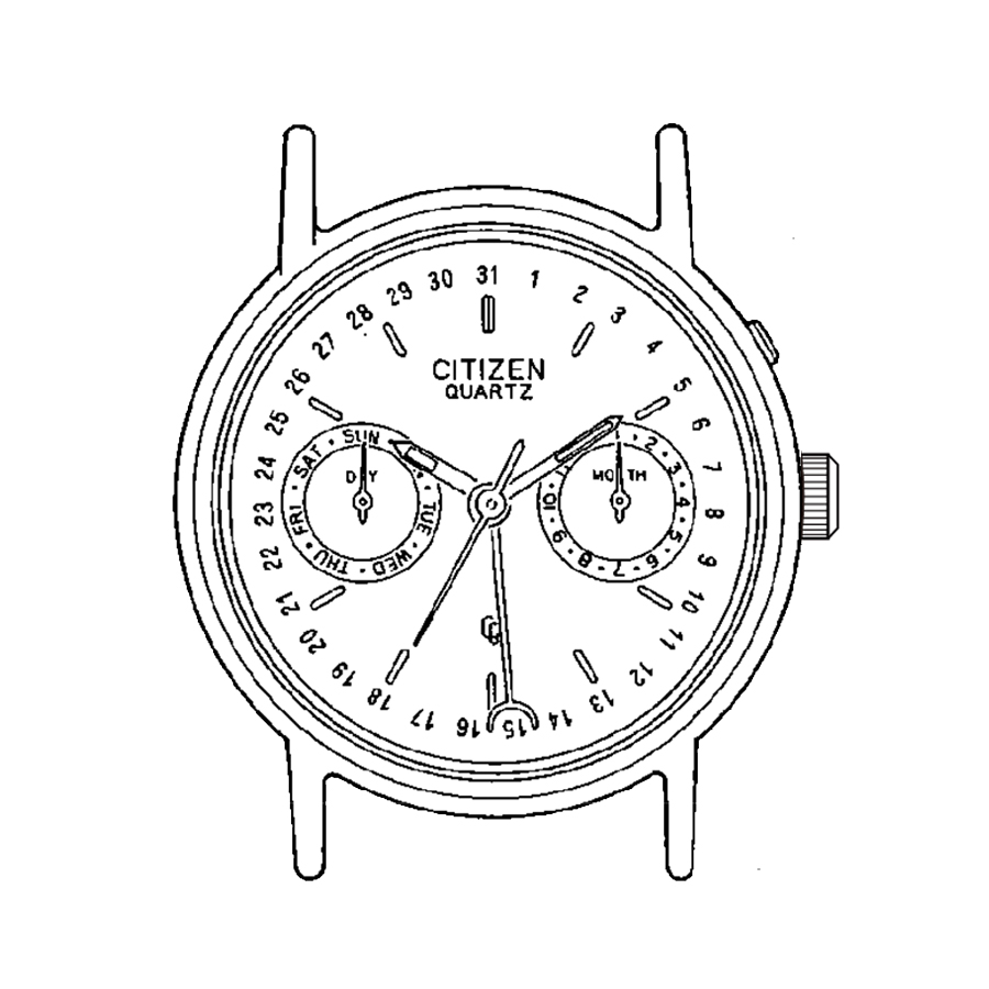 AU-Werk Citizen 6355 10 1/2''' DAY9 SC 2EYES MONTH@3 DAY@9 Quarz (364 | SR621SW)