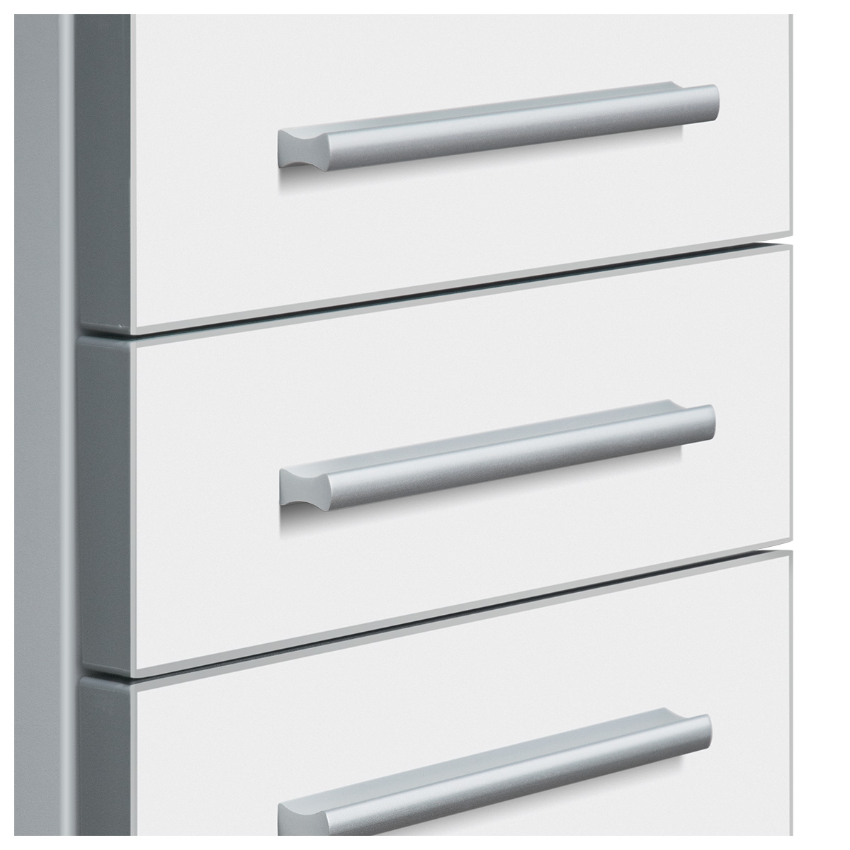 Design handles for drawers, aluminum-colored, optional equipment for Ergolift Evolution