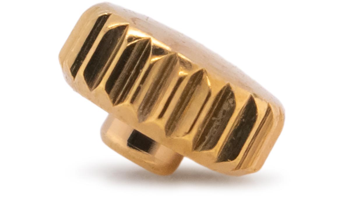 Wasserdichte Krone, Japanische Form, Edelstahl, Gelb, Kopf Ø 3,5 mm, Gewinde Ø 0,8 mm