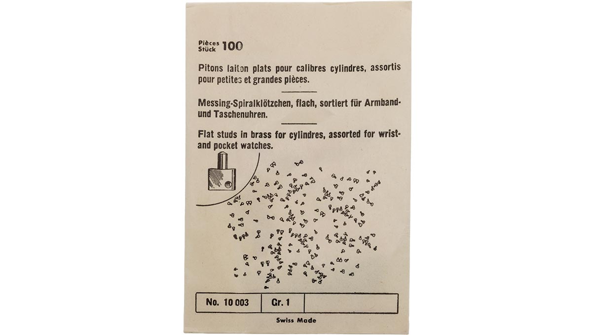 Bergeon 10003 Assortment of flat studs, brass, 100 pieces