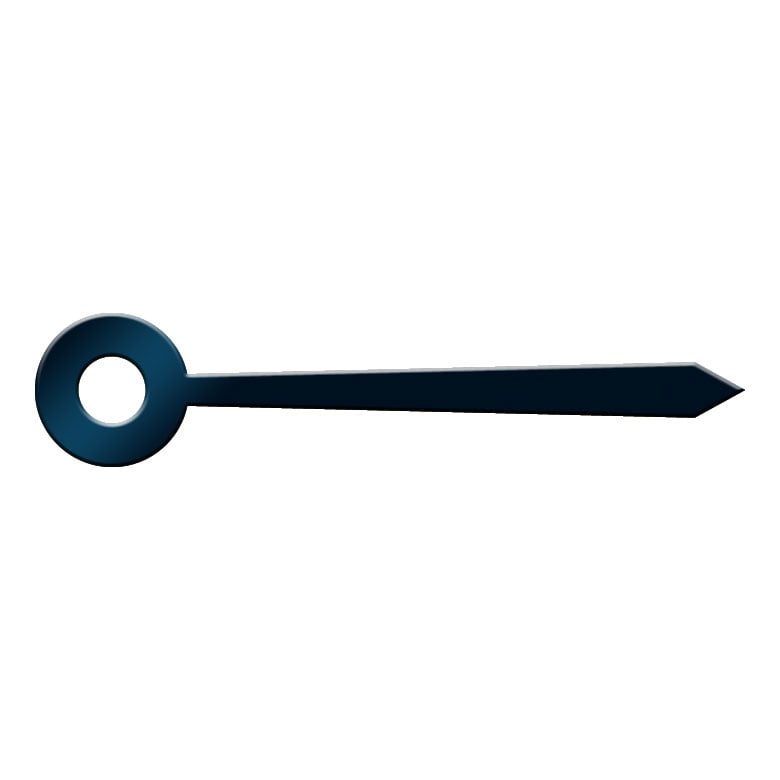 Minute hand, straight broad, blueblack, hole Ø 0,7 mm, length 12 mm