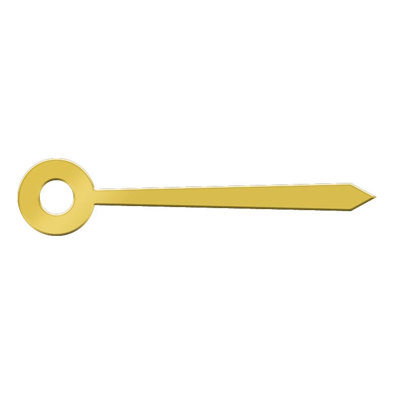 Minute hand, straight broad, yellow, hole Ø 0,55 mm, length 10 mm