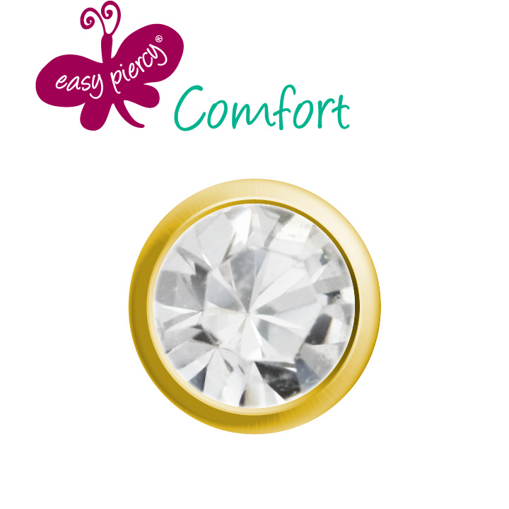 1 paar Easy Piercy Comfort oorknopjes Ø 3,95 mm, verguld, briljant imitatie