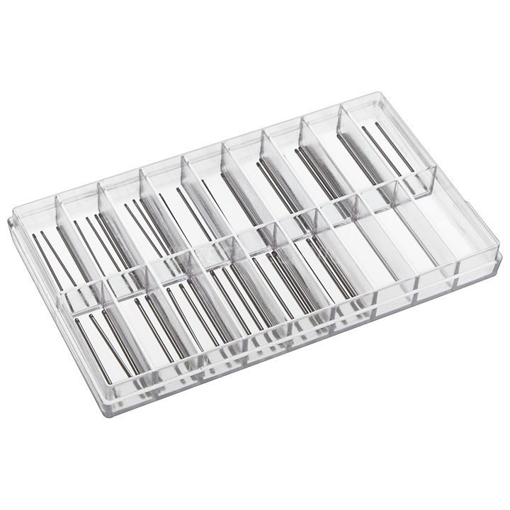 Assortment of stamped bracelet pins, stainless steel, length 27 mm, Ø 0,8 - 1,2 mm, 60 pieces