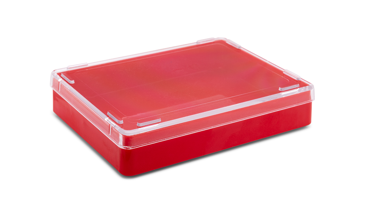 Kunststoffdose mit Deckel, rot, 17 x 90 x 64 mm