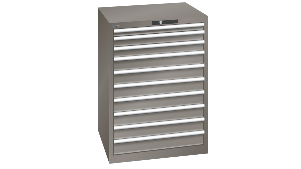 Lista Schubladenschrank 36 x 27 E, 10 Schubladen, perlmausgrau, Key Lock, Höhe 850 mm