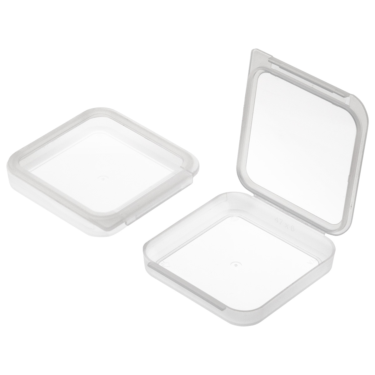 Clear protective boxes made of transparent polypropylene, hinged