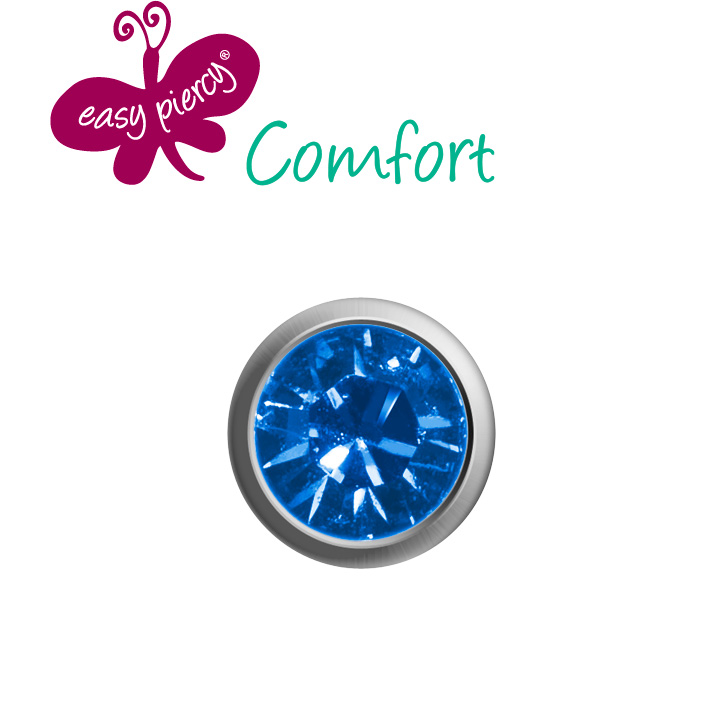 1 paar Easy Piercy Comfort oorknopjes Ø 2,95 mm, wit, imitatie saffier
