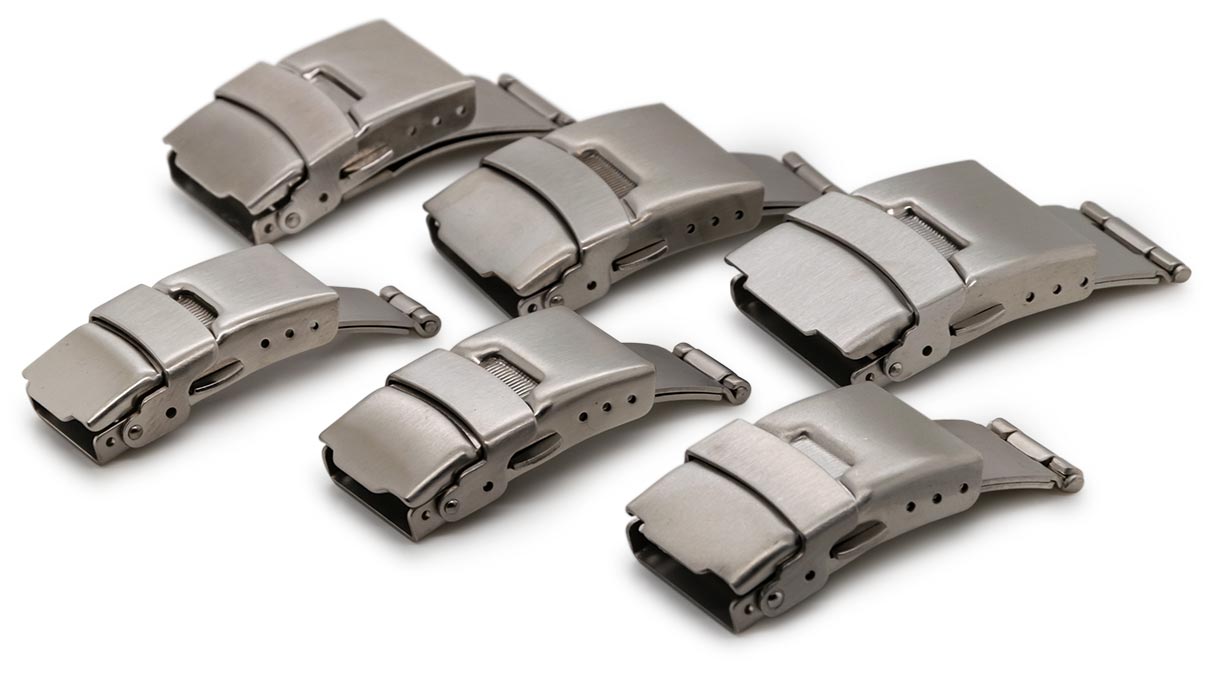 Assortment of metal bracelet clasps with safety bar, 12 - 22 mm, 6 pieces