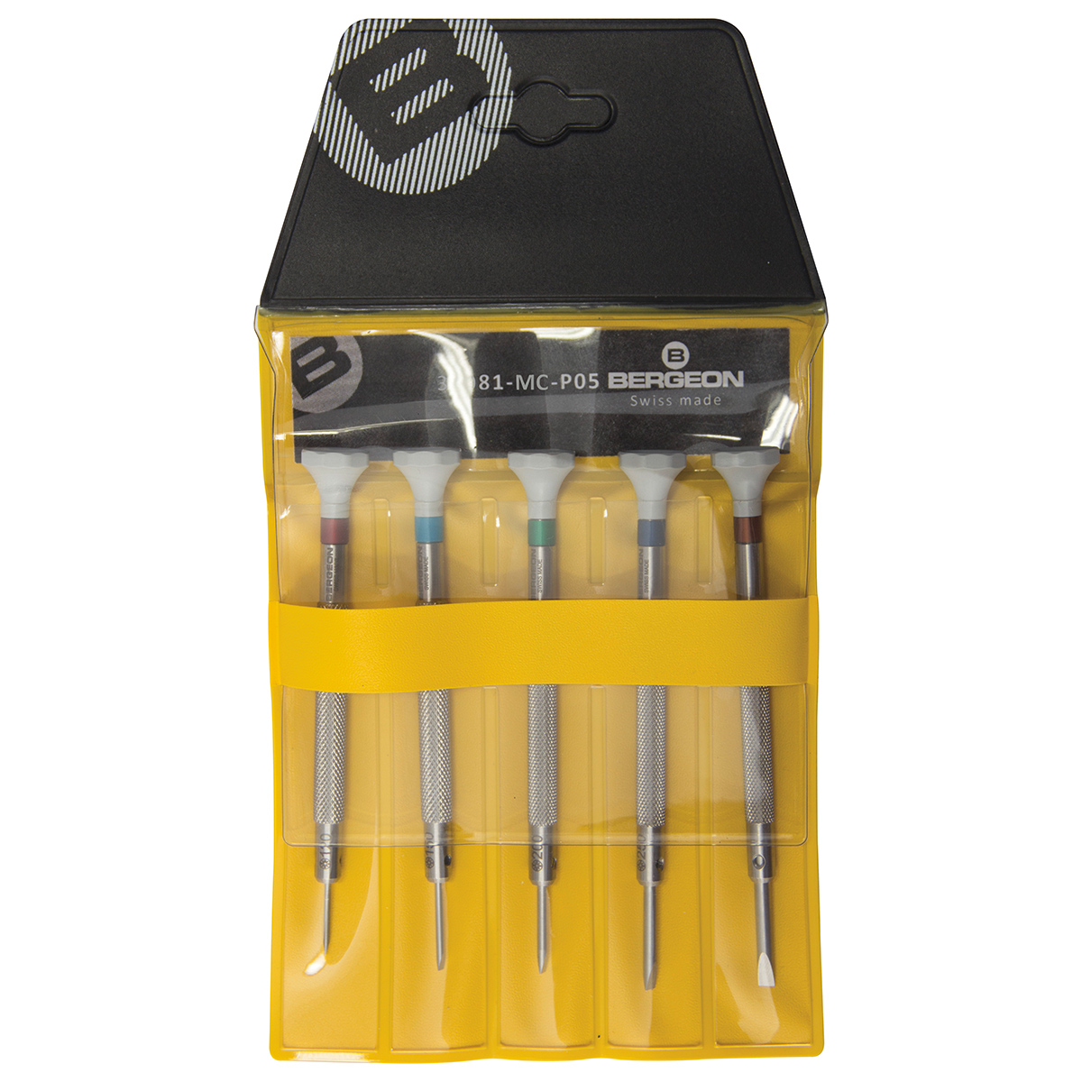 Bergeon 30081-C-P05 Pouch with 5 screwdrivers, Phillips blades