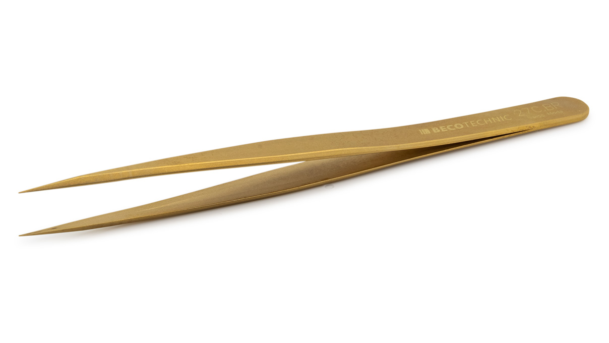 Beco Technic tweezers, Shape 27C, Brass, BRA, 130 mm