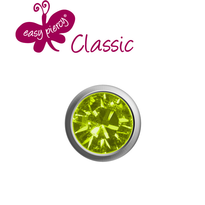 1 pairs ear studs Easy Piercy Classic, white, mini peridot imitation