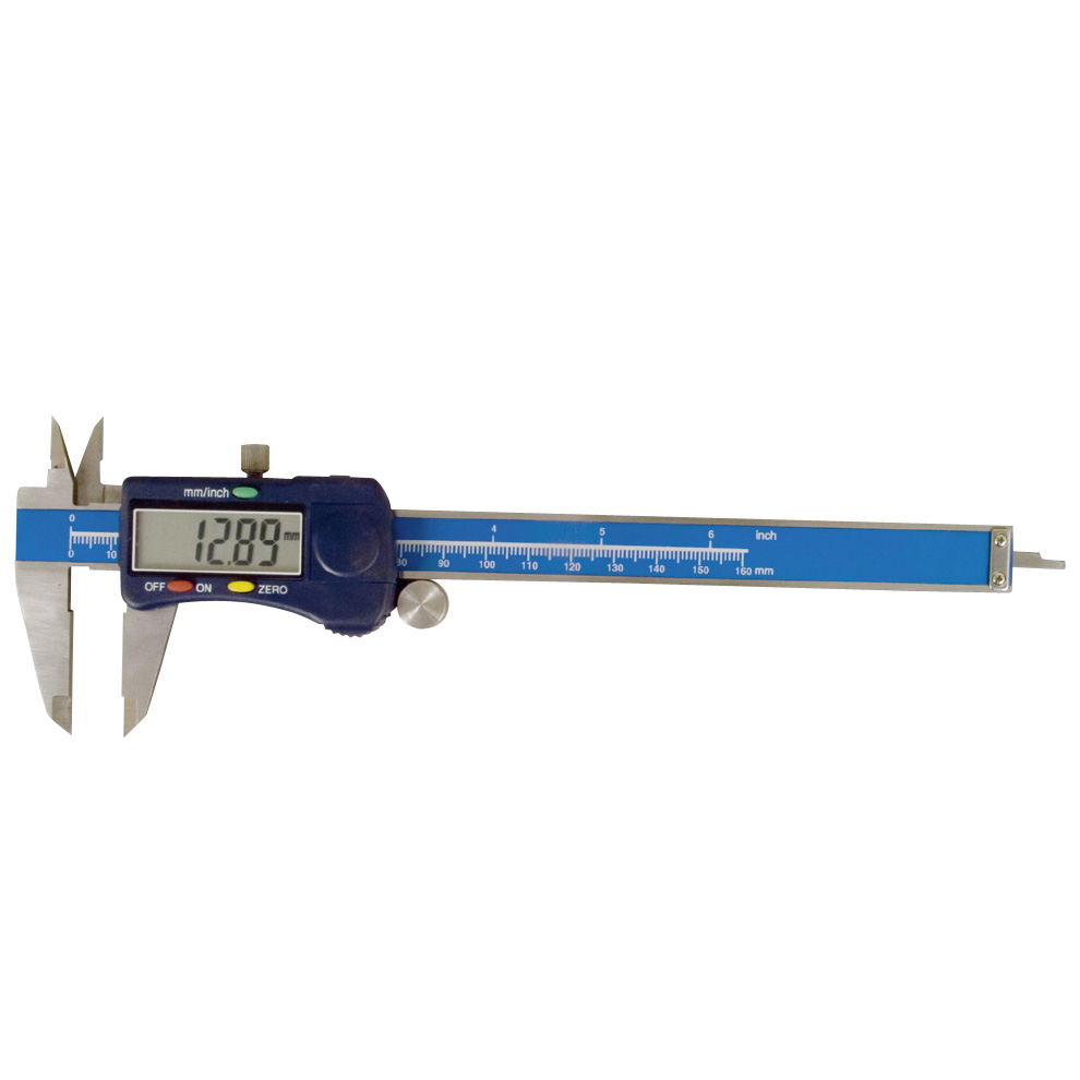 Sliding caliper with fixing screw, stainless steel, measuring range 150 mm, digital display 0,01 mm