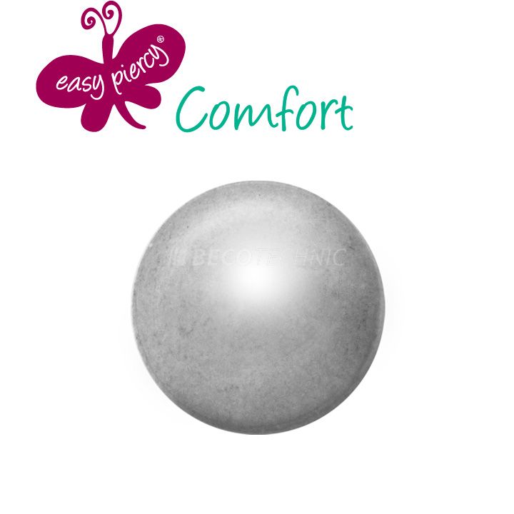 Easy Piercy Comfort 1 paire de boutons d'oreilles Ø 3,95 mm, blanc, boule