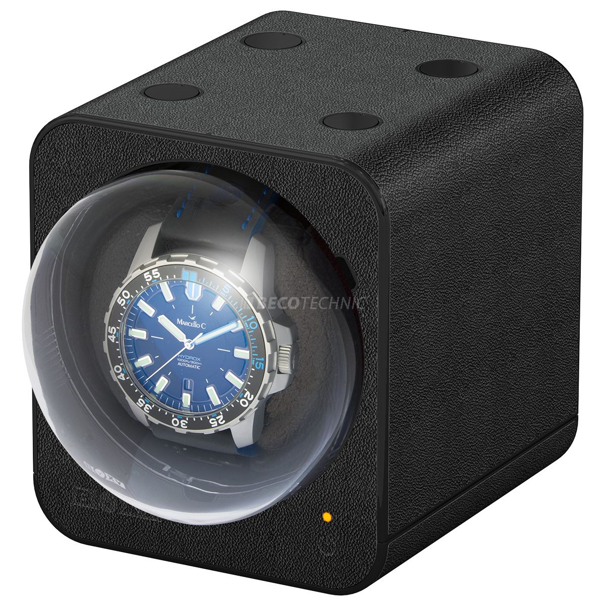 Boxy Fancy Brick watch winder, leather look black, without adapter
