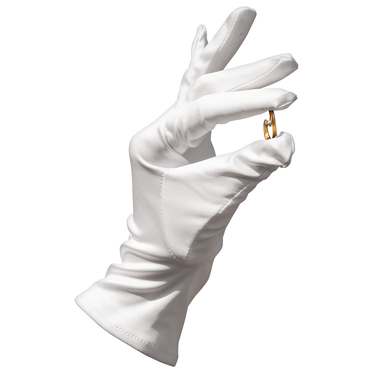 Mikrofaser Handschuh-Paar Haute Couture, weiß, Größe S
