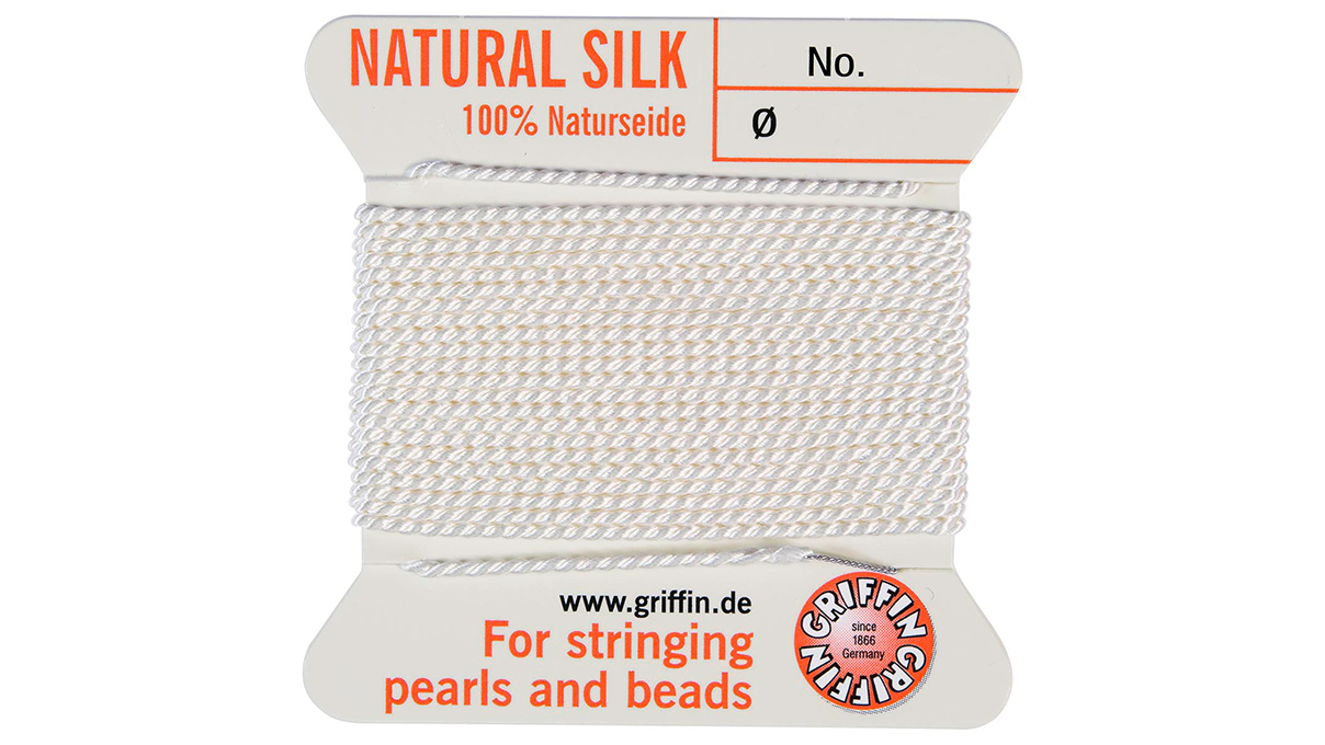 Naturseide weiß 2 Nadeln ca. 4 m Stärke 10