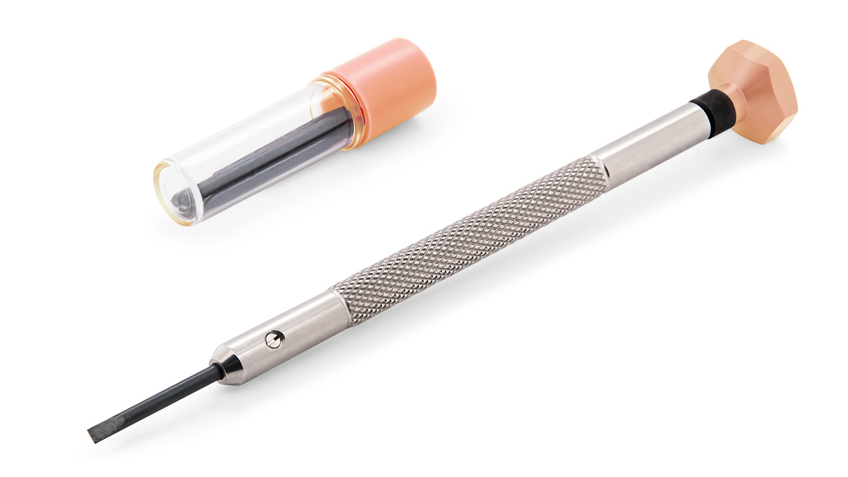 VOH screwdriver, blade 1,1 mm, light orange, with replacement spare blade