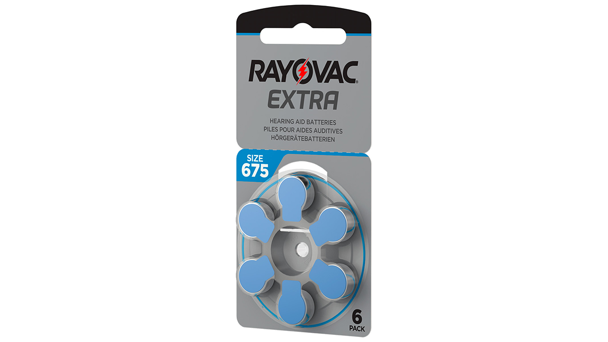 Rayovac Extra, 6 hoortoestelbatterijen nr. 675 (Sound Fusion Technology), blisterverpakking