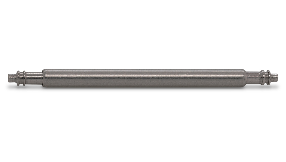 Edelstahl-Federstege weiß, Länge 20 mm, Rohr/Zapfen Ø 1,5/0,85 mm, mittel, mit Doppel-Ansatz