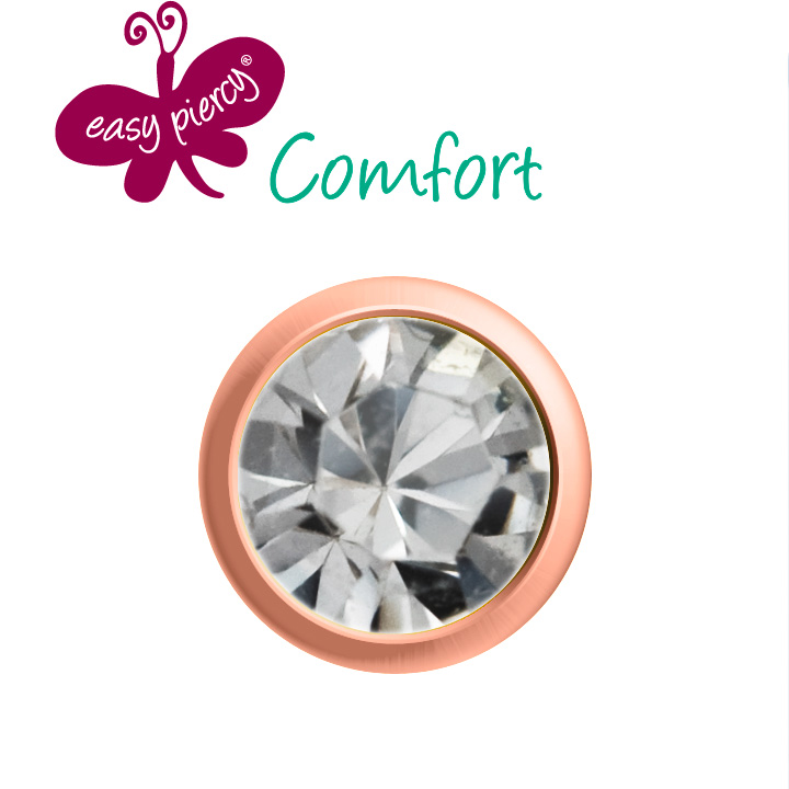 1 Paar Easy Piercy Comfort Ohrstecker Ø 3,95 mm, rosé vergoldet, Brillant Imitation