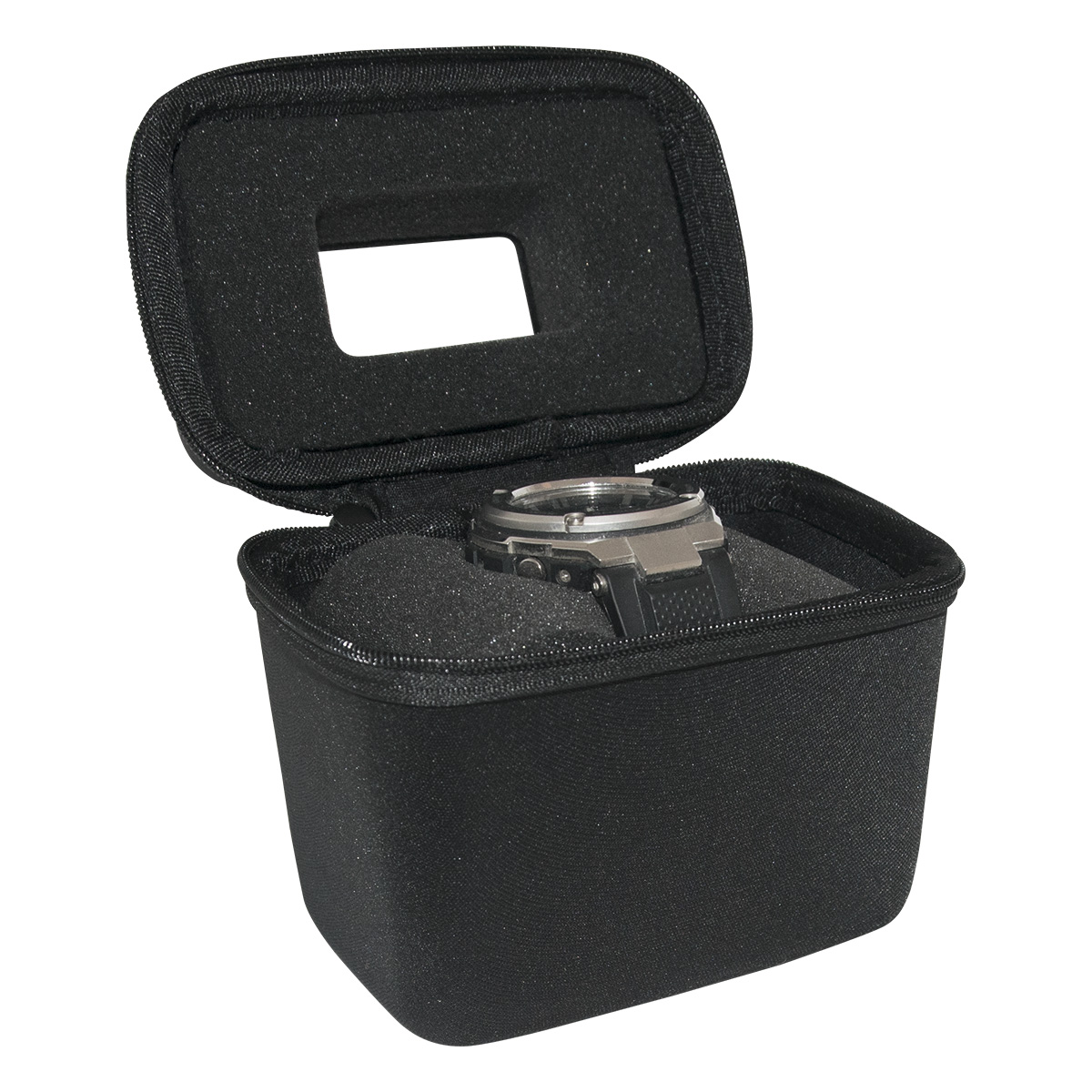 Watch Box, Uhrenetui, schwarz/schwarz, mit Sichtfenster