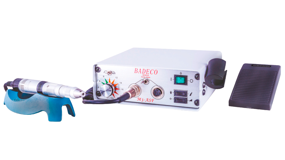 Badeco Mikromotorsystem M3 ASF-440, Set mit Steuerung, Pedal, Handstück, Halterung