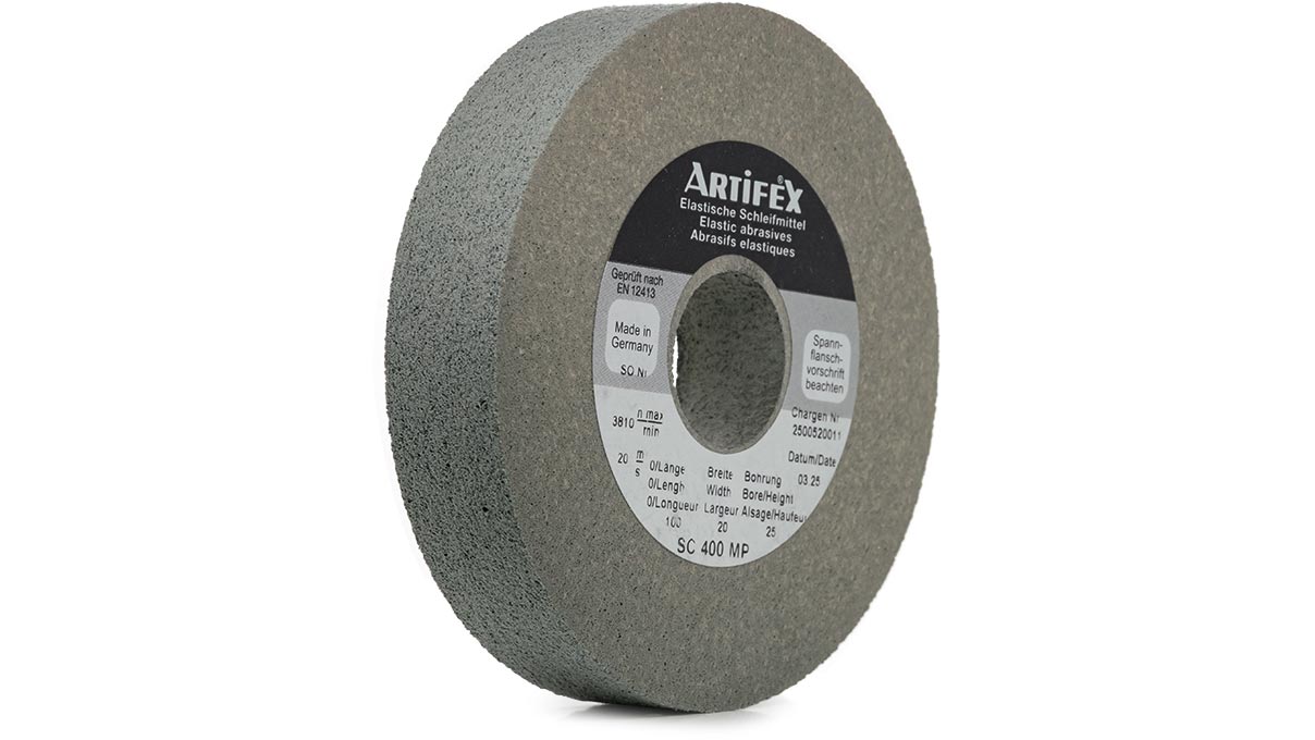 Artifex grinding wheel SC 400 MP, grain very fine, hardness medium, Ø 100 x 20 mm, bore Ø 25 mm