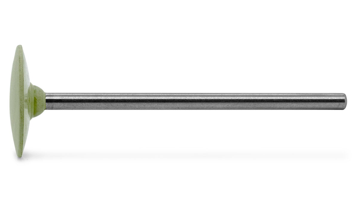 Polijster Eveflex, lichtgroen, lens, Ø 14,5 x 2,5 mm, zacht, korrel extra fijn, HP-schacht