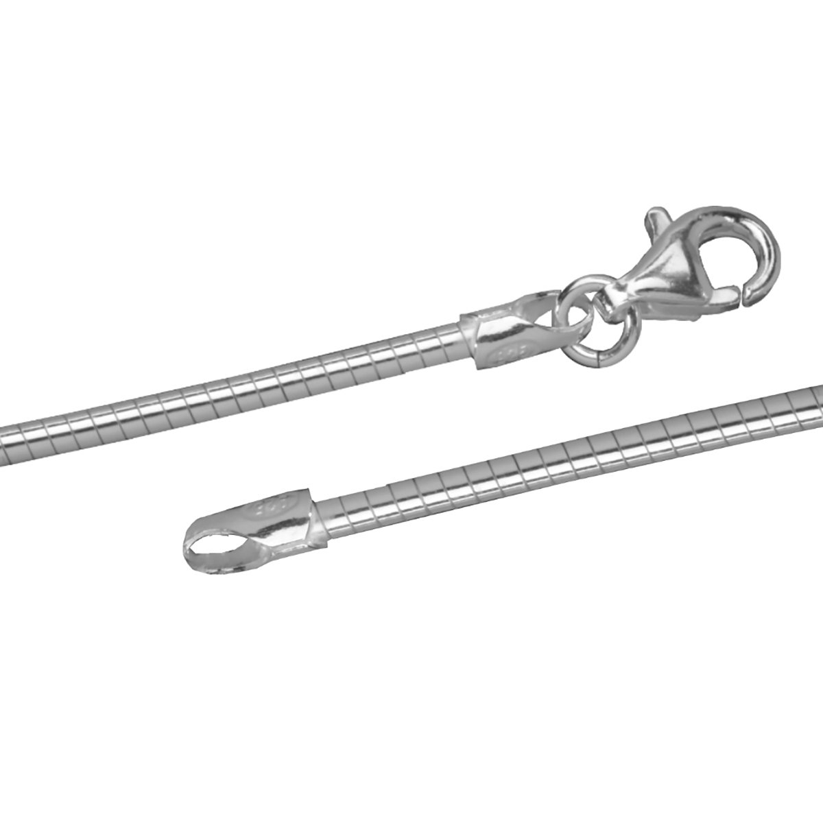 Omegakette, mit Karabiner, 935/- Silber, Stärke 1,7 mm, Länge 50 cm