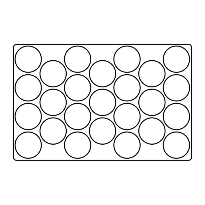 Muldenplatte, Kunststoff, 25 Mulden Ø 33 x 6 mm