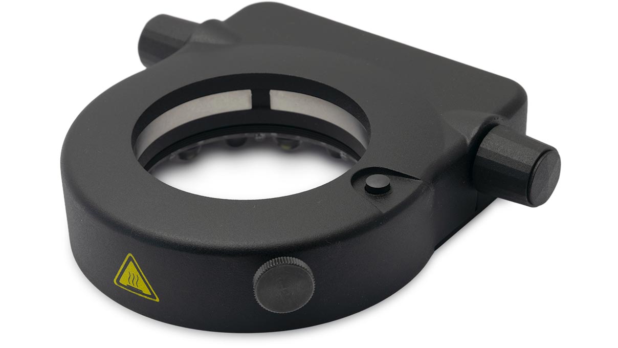 High Power LED Ringleuchte (HPRL), segmentierbar, 8 High Power LEDs mit Ringoptik, Optik montierbar
für Nah- oder Fernbereich