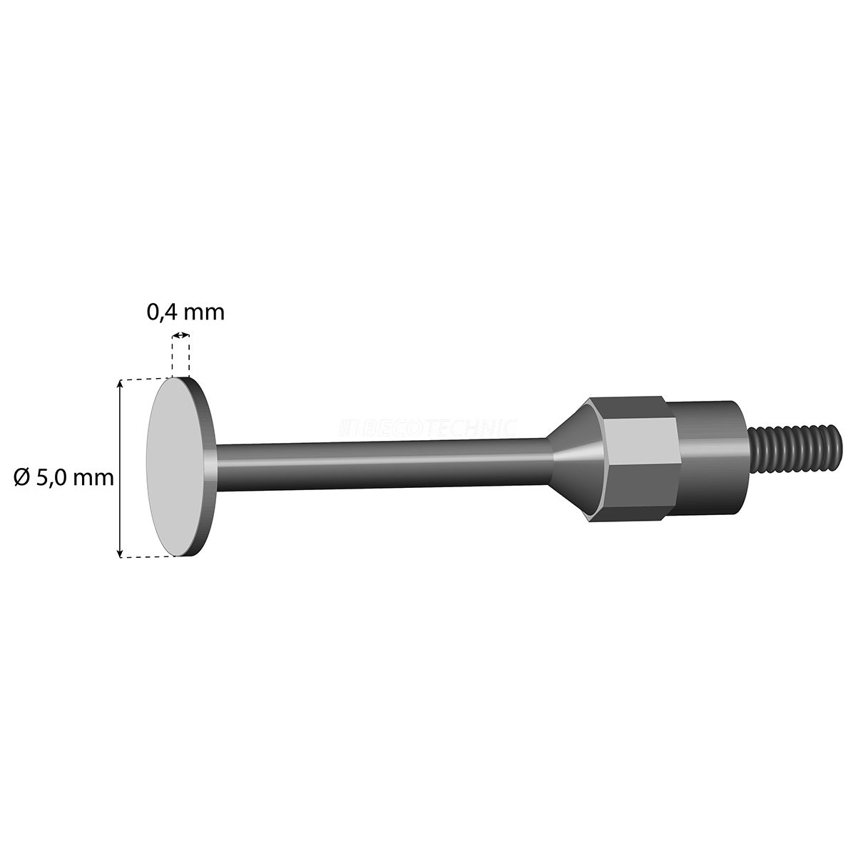 Inzet voor meetklokken, vlak, Ø 5 x 0,4 mm, hardmetaal