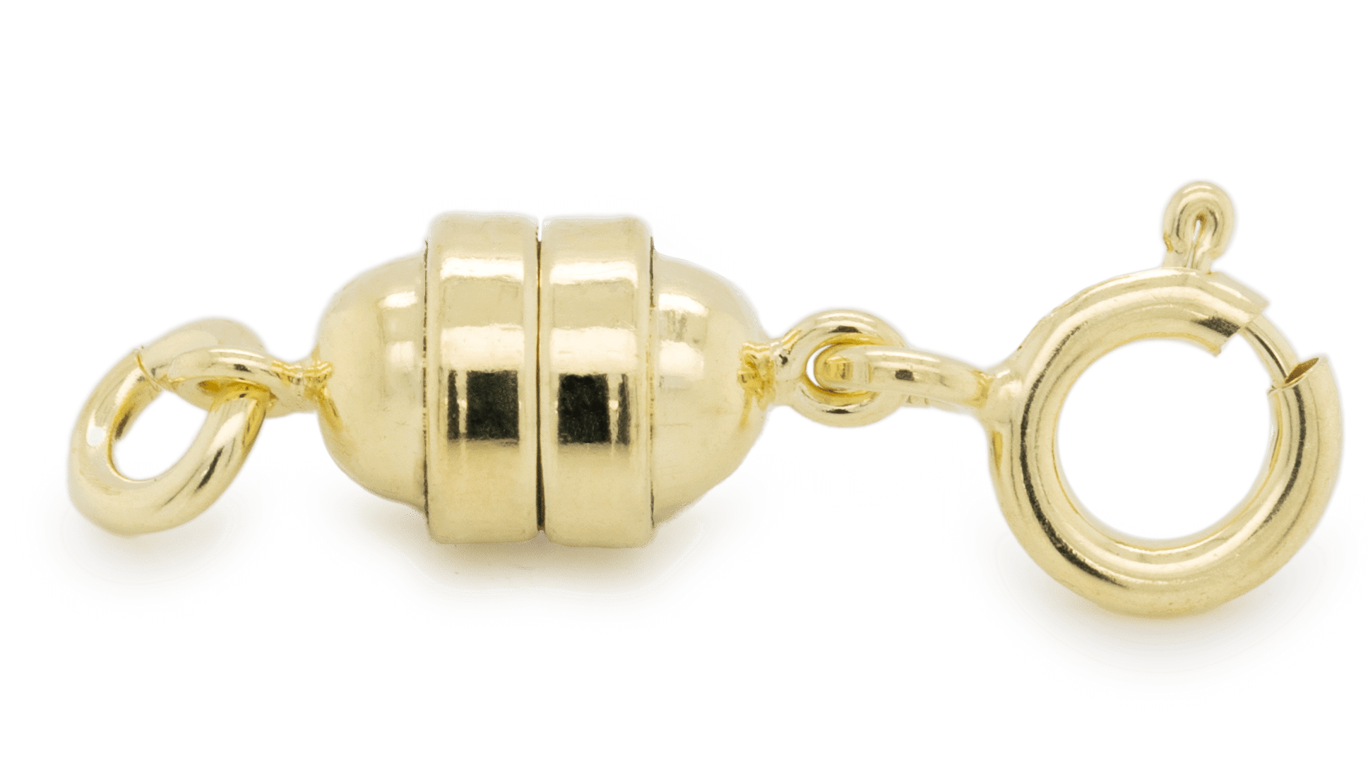 Magnetverschluss, 6,5 mm, offen, mit Öse und Federring, 925/- Silber, vergoldet