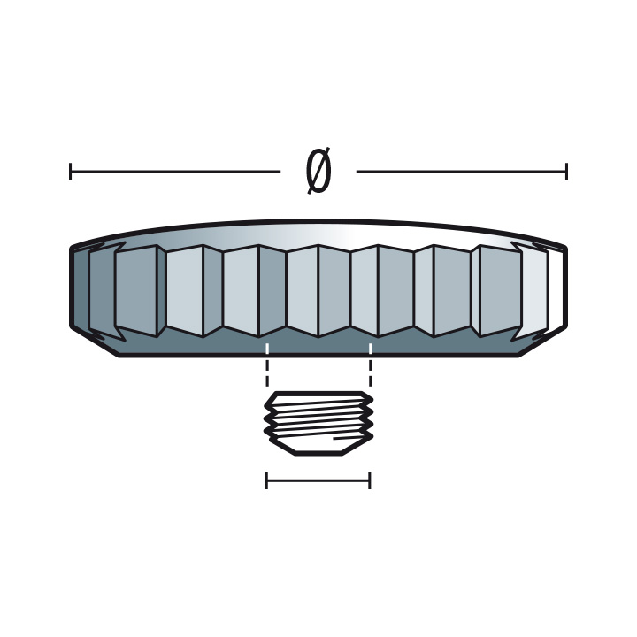 Simple Crown 920 Chrono N, stainless steel, short pipe, Ø 6,3, thread 1,2, non waterproof