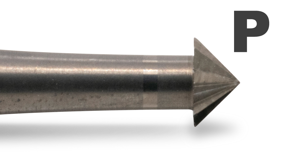 WS SQ Fräser Typ P, Kegel 90°, Kopf Ø 2,5 mm, Schaft 2,35 mm, 6 Stück