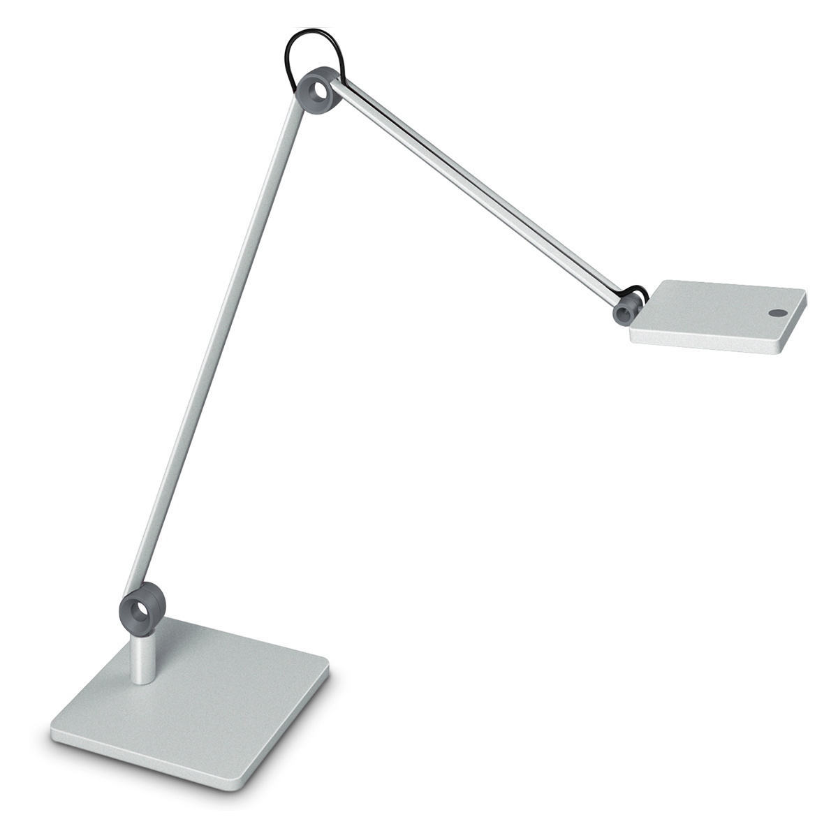 Luminaire Para.Mi, 7 W, 4000 K, silver metallic, articulated arm, rectangular luminaire head, table base