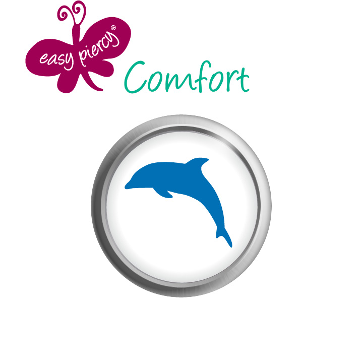 1 paar Easy Piercy Comfort oorknopjes Ø 5,5 mm, wit, dolfijn