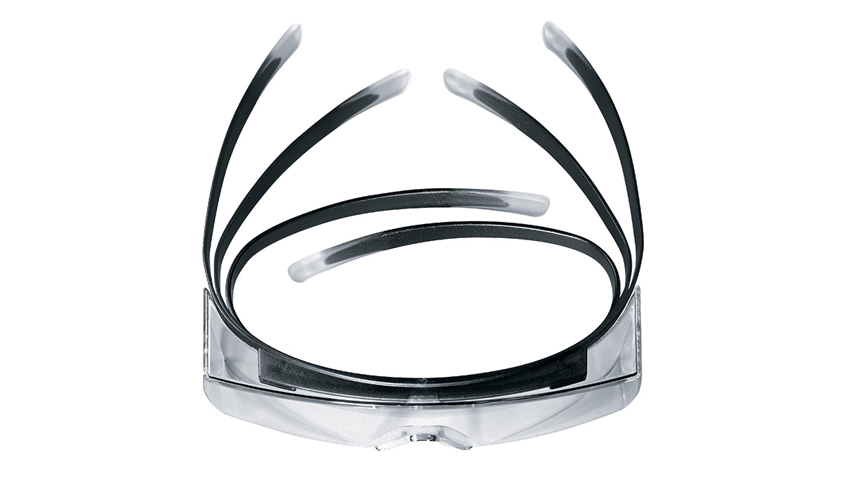 Überbrille für Brillenträger mit hochflexiblen Bügeln, chemikalienbeständig, EN 166