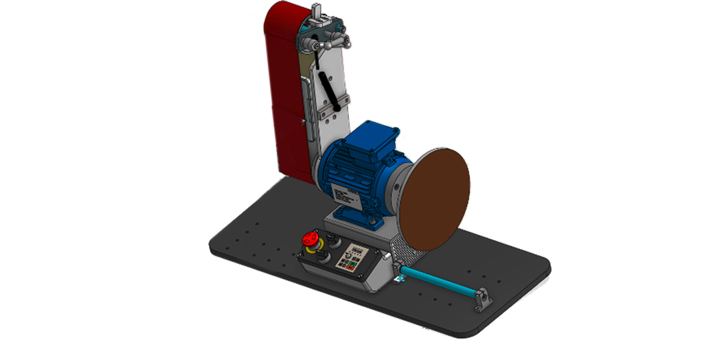 Micromecalp X550 EVO Schleif- und Lapidiermaschine mit Bandschleifsystem und Universalwelle zum Wechsel zwischen Scheiben
und Stangen, inkl. 240 mm Scheibe und 80 SH Rolle, 230 V