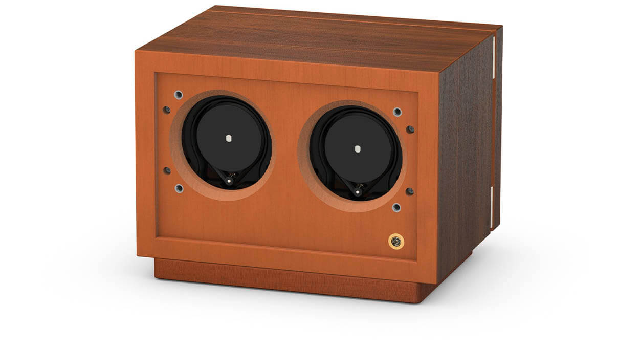 Boxy BLDC watch winder for 2 watches, walnut