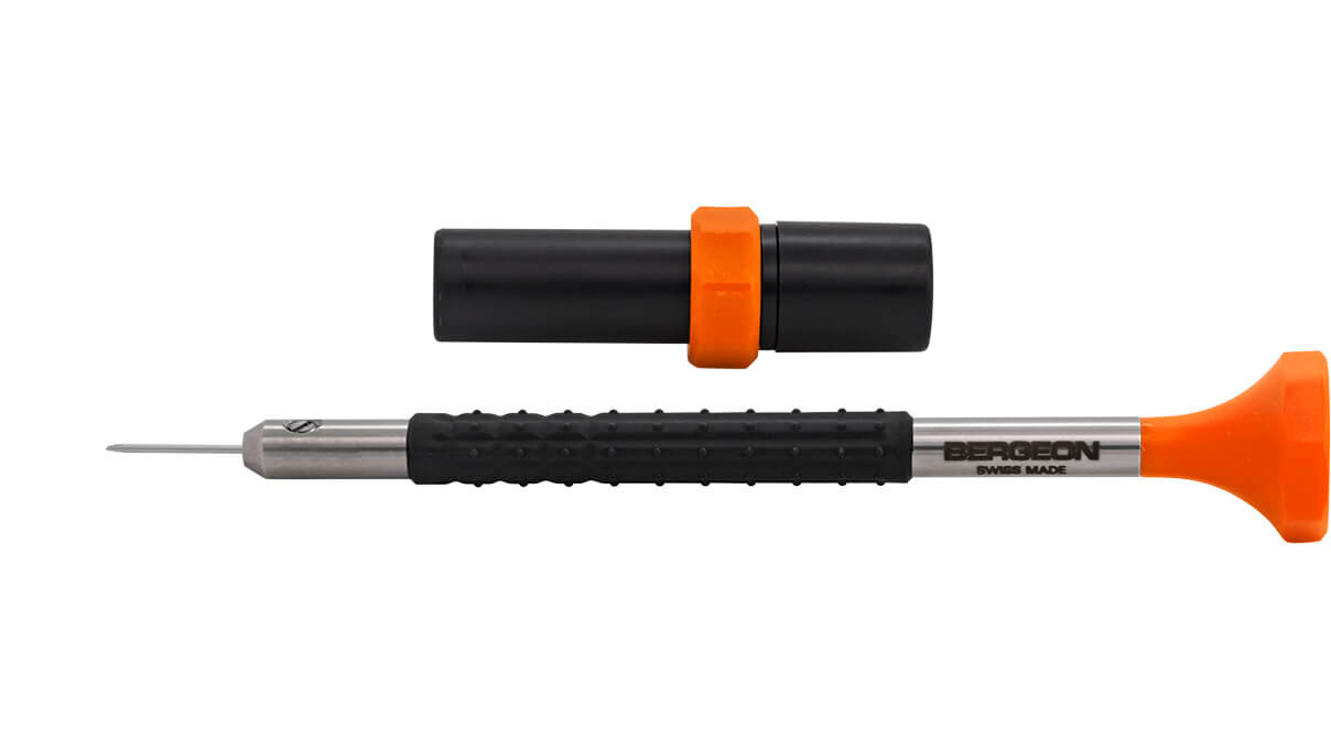 Bergeon 6899-AT screwdriver, blade 0,5 mm, orange, with spare blades