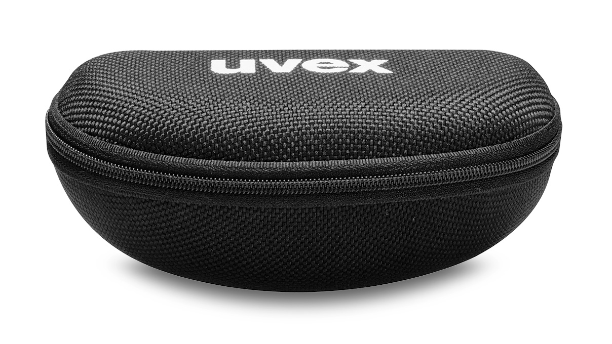 Hartschalenetui  für gekrümmte Bügelbrillen, mit Gürtelschlaufe und Karabinerhaken