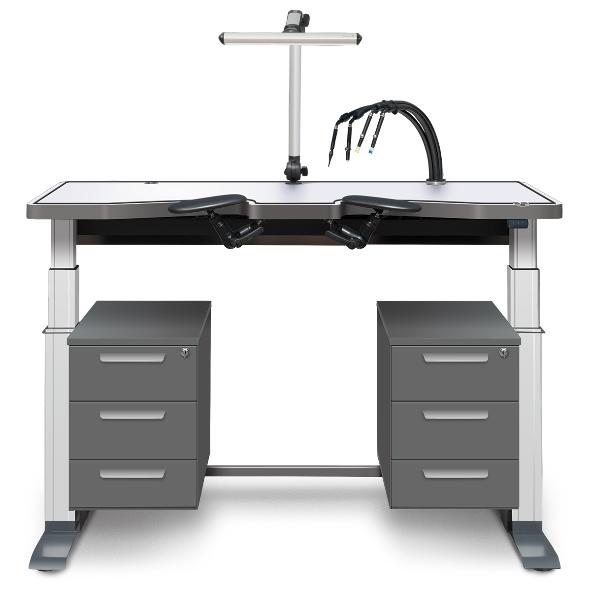 Ergolift Signature Plus, HPL white, benchtop 145 x 65 x 3,8 cm, electrically height adjustable