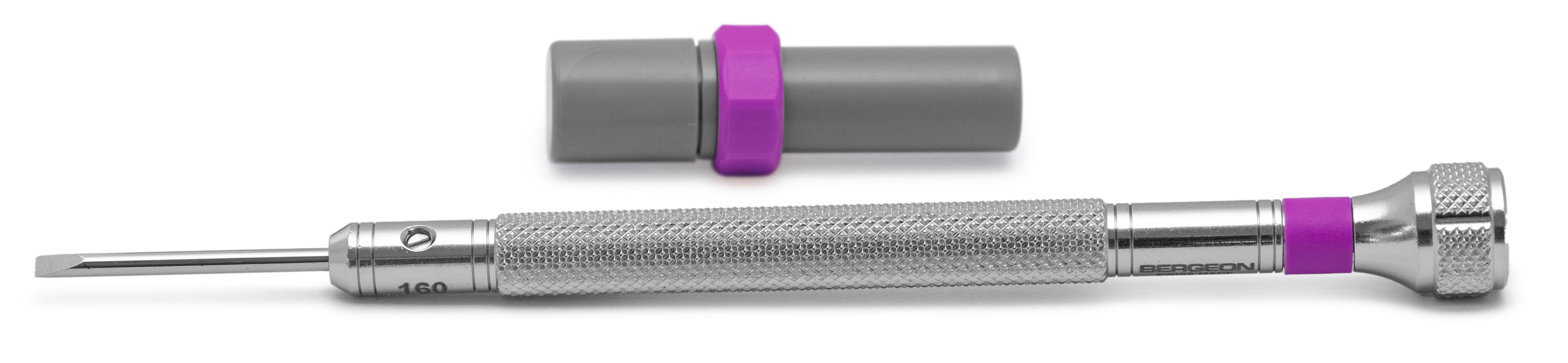 Bergeon 30080-H Schraubendreher, Klinge 1,6 mm, violett, mit Ersatzklingen