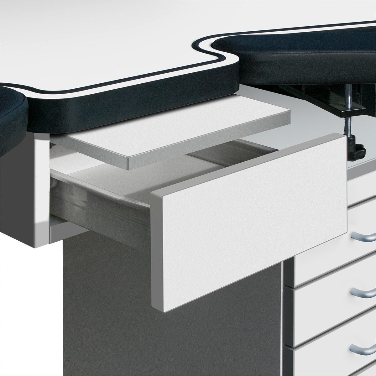 Mittelschublade, hoch, weiß, Sonderausstattung für Ergolift Evolution 120 cm und 140 cm