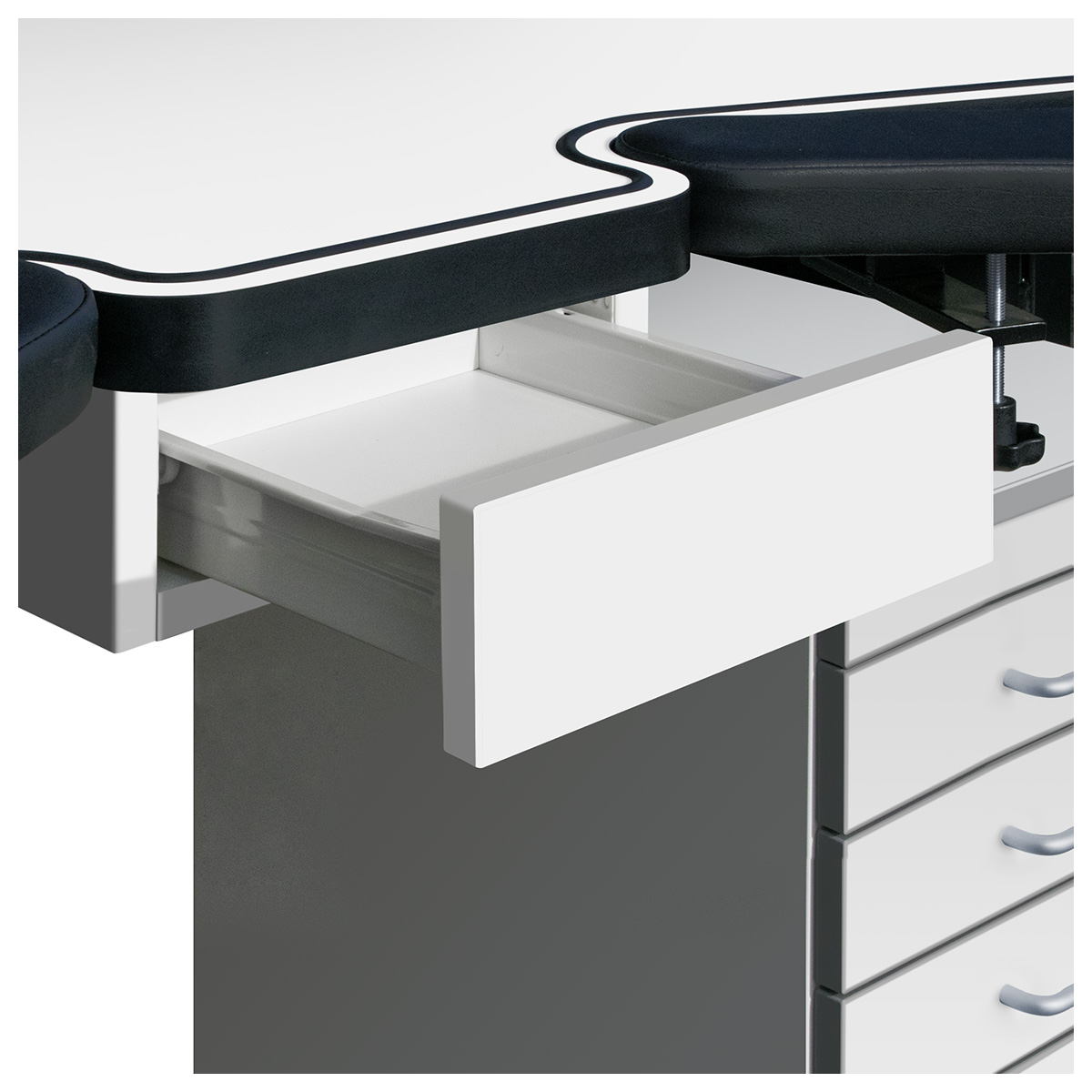 Middenlade, laag, wit, extra uitrusting voor Ergolift Evolution breedte 120 cm en 140 cm